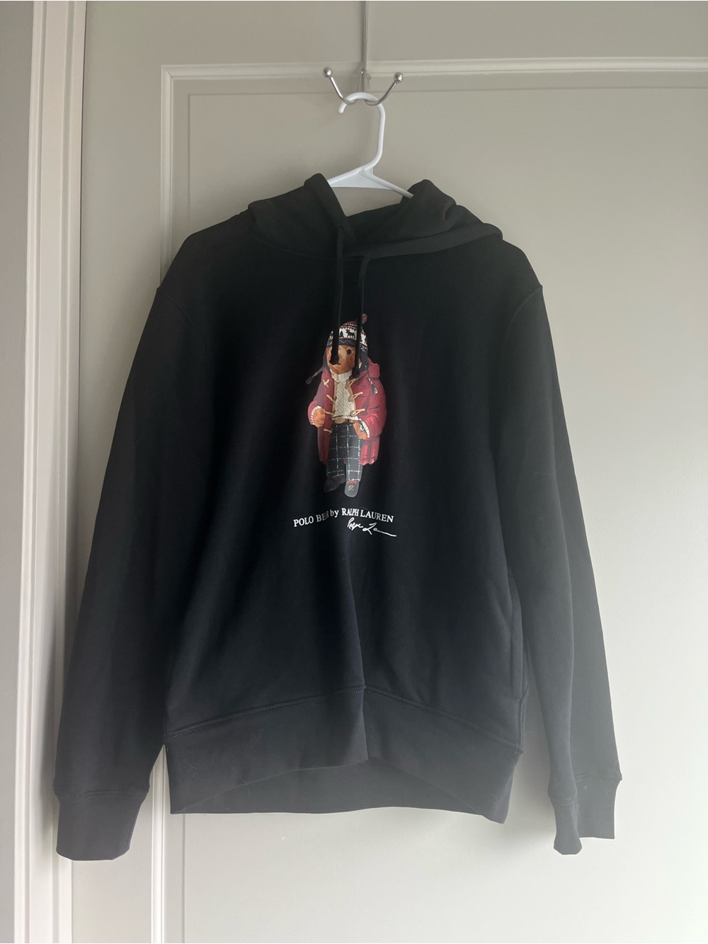 Ralph Lauren Black Hoodie with Blue Polo Label